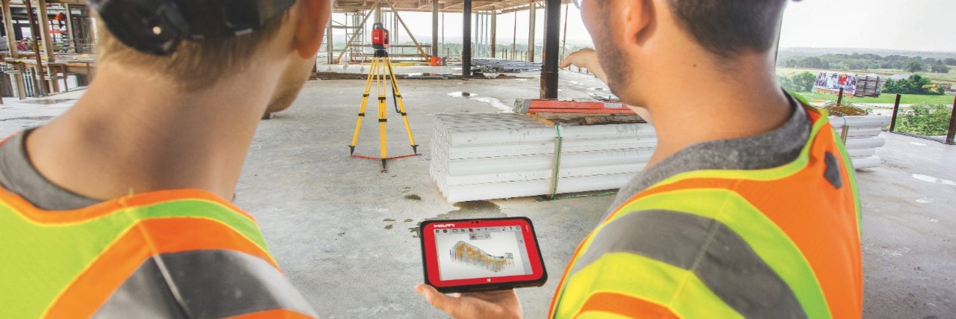 Hilti advanced layout solution in use at the jobsite