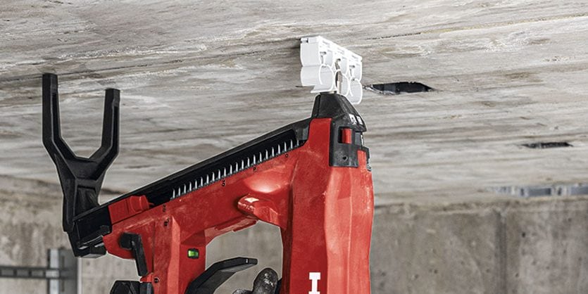 DX 5 F8, DX 5 F8, deflection head, track fastening to ceiling, interior finishing, X-U concrete nail