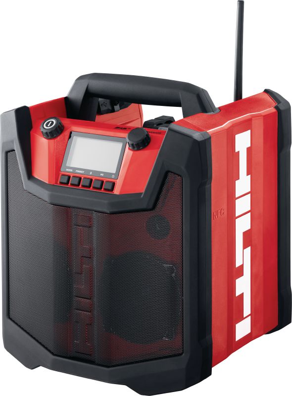 Nuron R 6-22 Jobsite radio Battery-powered portable jobsite radio with up to 22 hours of playback per charge and extra durability for use on construction sites (Nuron battery platform)