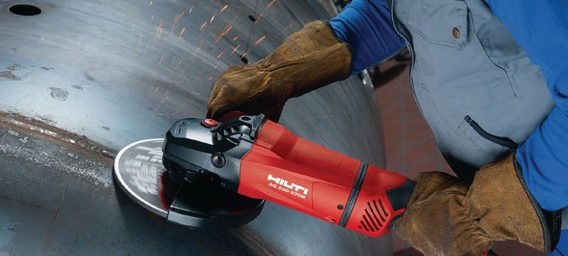AG 230-27DB Kulmahiomakone 2700 W kulmahiomakone turvakatkaisimella, käännettävällä takakahvalla ja jarrulla, korkeintaan 230 mm laikka Sovellukset 1
