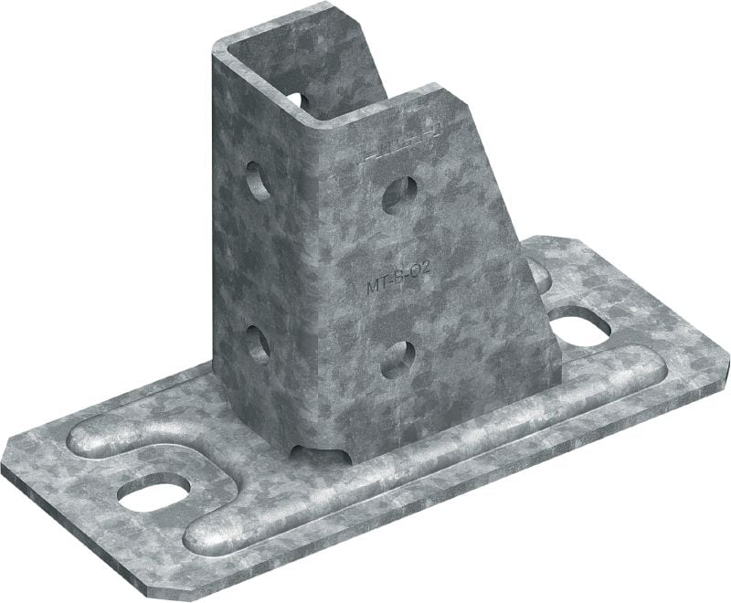 MT-B-O2 OC Baseplate Base connector for anchoring strut channel structures to concrete and steel, for outdoor use with low pollution