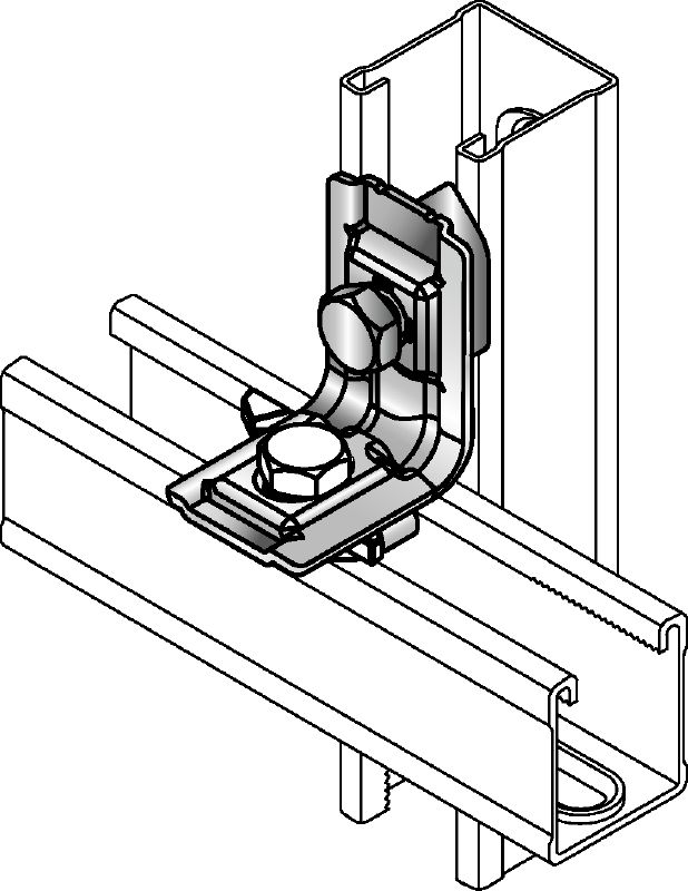 MM-AH-90 Galvanised 90-degree angle for connecting multiple MM strut channels