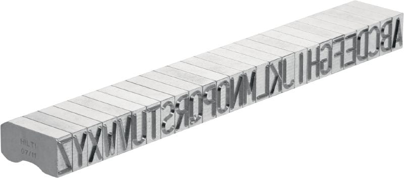 X-MC S 8/12 Teräksen merkintäkirjaimet Teräväpäiset leveät kirjain- ja numeromerkit tunnusmerkkien painamiseksi metalliin