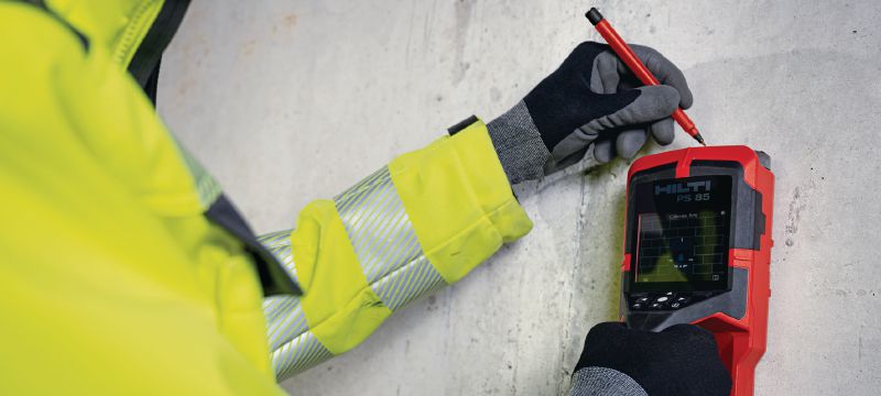 PS 85 Seinäskanneri Helppokäyttöinen seinäskanneri ja vaarnapaikannin, ehkäisee osumat upotettujen kohteiden lähellä poratessa tai leikatessa Sovellukset 1