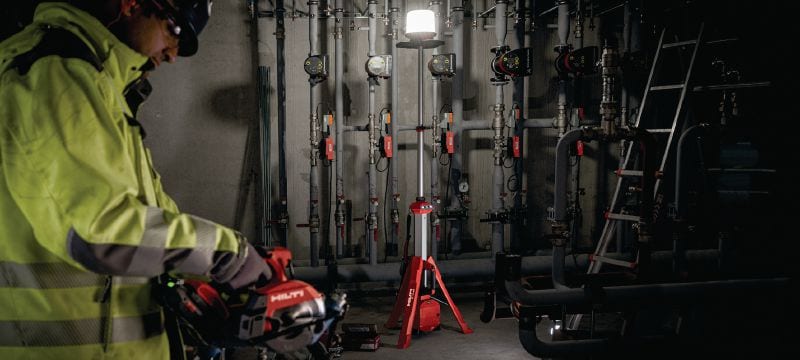 Akkukäyttöinen tornivalo SL 10-22 Tehokas tornivalo 360 ° valokattavuudella johdottomaan sisätilojen valaistukseen työmaalla Sovellukset 1