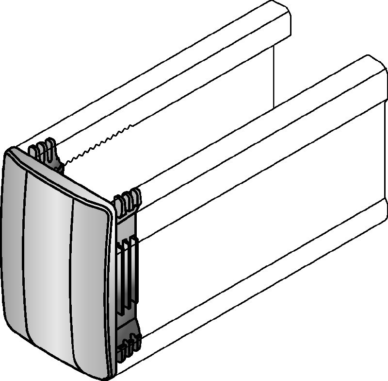 MM-E Kiskon päätylappu Kiskon päätylappu Hilti MM -kiskojen päiden peittämiseksi