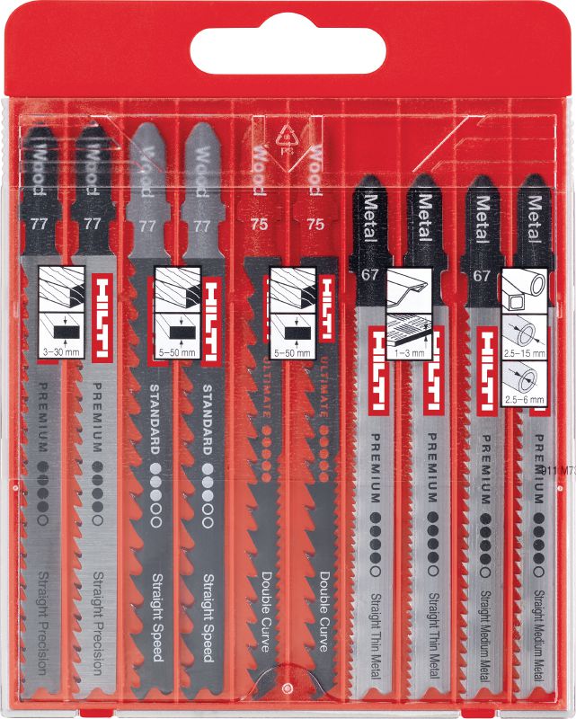 Sets of jig saw blades Set of high-performance jig saw blades to cover your everyday construction and metalwork