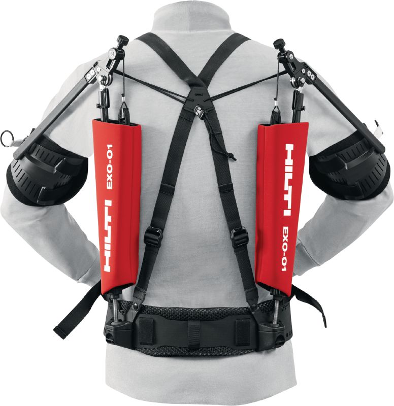 EXO-O1 Ylävartalon eksoskeleton Eksoskeleton auttaa vähentämään hartioiden ja käsivarsien kuormitusta pään yläpuolisissa asennustöissä