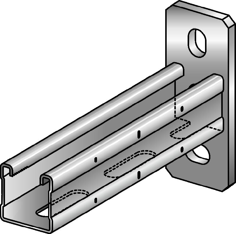 MQK-41-R Bracket Stainless steel bracket with a 41 mm high, single MQ strut channel for high corrosion protection