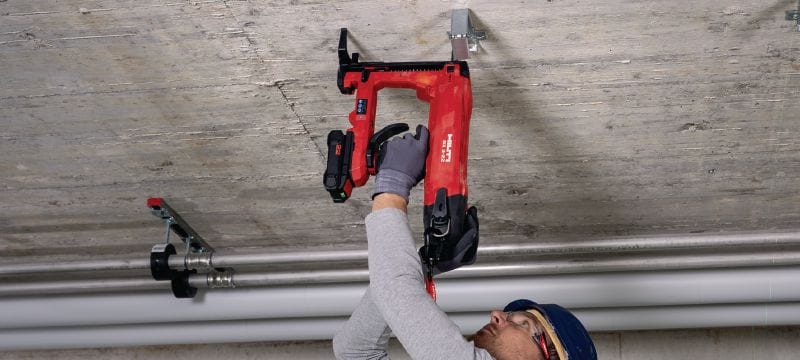Nuron BX 3-ME-22 Cordless concrete nailer (M&E edition) Nuron battery-powered fastening tool for installing cables, conduits and threaded studs to concrete, steel and masonry (max. nail length 24 mm│15/16”) Applications 1