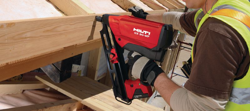 GX-WF Stainless profiled nails Stainless steel profiled framing nail for fastening wood to wood with the GX 90-WF nailer Applications 1