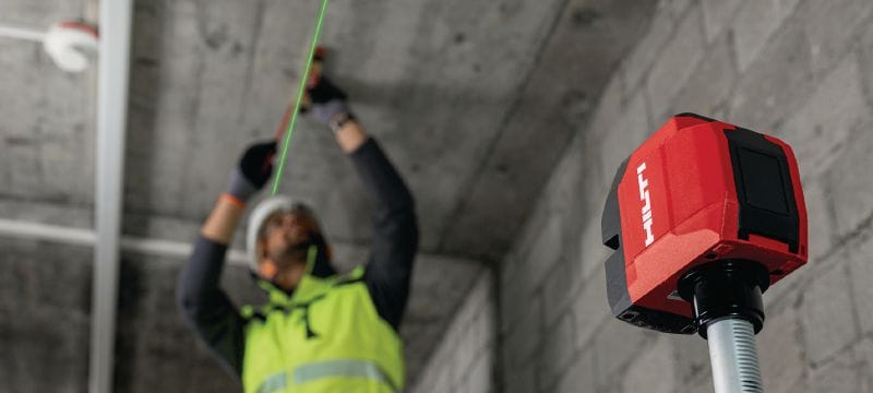 PM 2-LG Vihreä linjalaser Vihreä linjalaser, jossa on 2 näkyvää sädettä vaaitukseen ja kohdistukseen Sovellukset 1