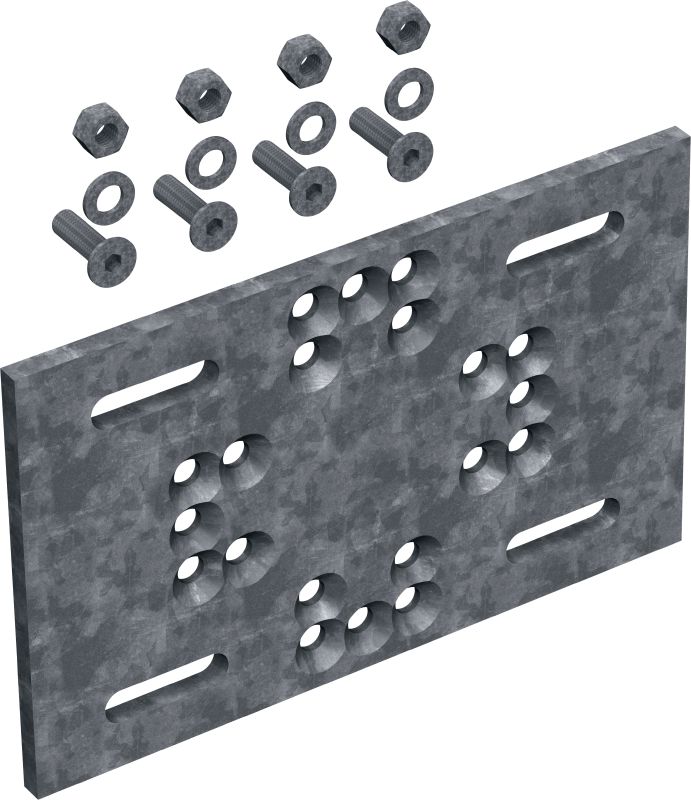 MT-P-G OC Modulaarinen liitoslevy Tasolevy moduulirakenteiden asentamiseen rakenneteräkselle ilman suoraa kiinnitystä