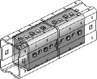 MIC-E Hot-dip galvanised (HDG) connector used to connect MI girders longitudinally for long spans in heavy-duty applications