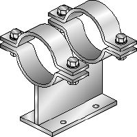 MI-PS 2/1 pipe shoes Hot-dip galvanised (HDG) double pipe shoes for fastening DN 25-300 pipes to MI girders in heavy-duty applications