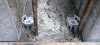 X-FS C Muottitöiden välikappale naulalla Muottitöiden tuki esiasennetulla ruuvilla kohdistus muottitöiden betonianturaan Sovellukset 2