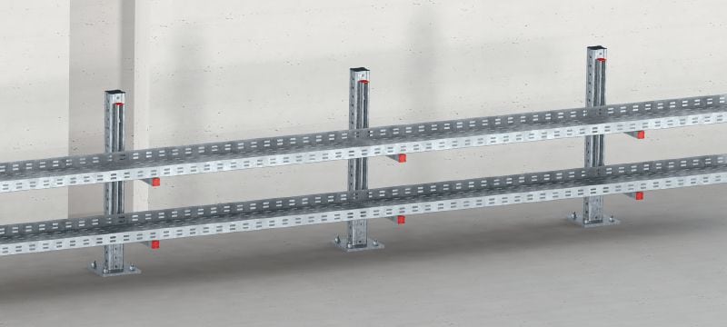 MIC-MI/MQ M8 Hot-dip galvanised (HDG) connector for fastening MQ strut channels parallel to MI girders Applications 1