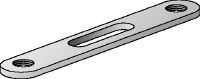 MP Galvanised double-bolted base plate to fasten two pipe rings saddles with a single anchor