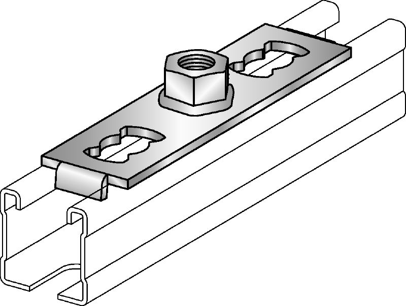 MQG-2 Base plate Galvanised base plate for connecting threaded components to MQ strut channels