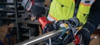 GTB 6X-22 akkutoiminen putken nauhahiomakone Säädettävänopeuksinen akkutoiminen putkinauhahiomakone entistä paremmalla suorituskyvyllä ja akun käyttöajalla metalliputkien hiontaan ja viimeistelyyn (Nuron-akkualusta) Sovellukset 4