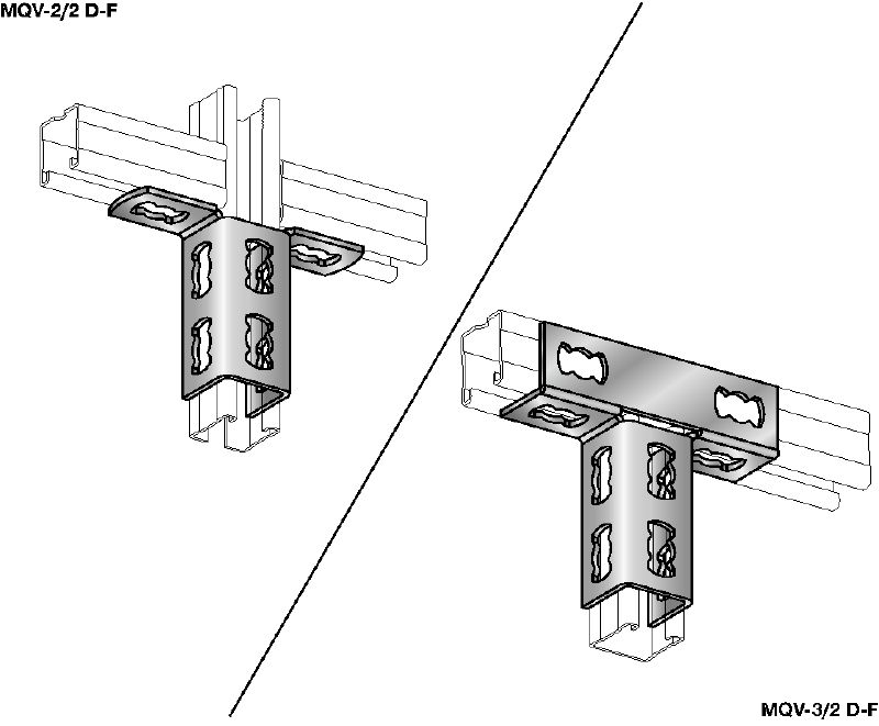 MQV-2D-F Channel connector Hot-dip galvanised (HDG) channel connector for two-dimensional structures