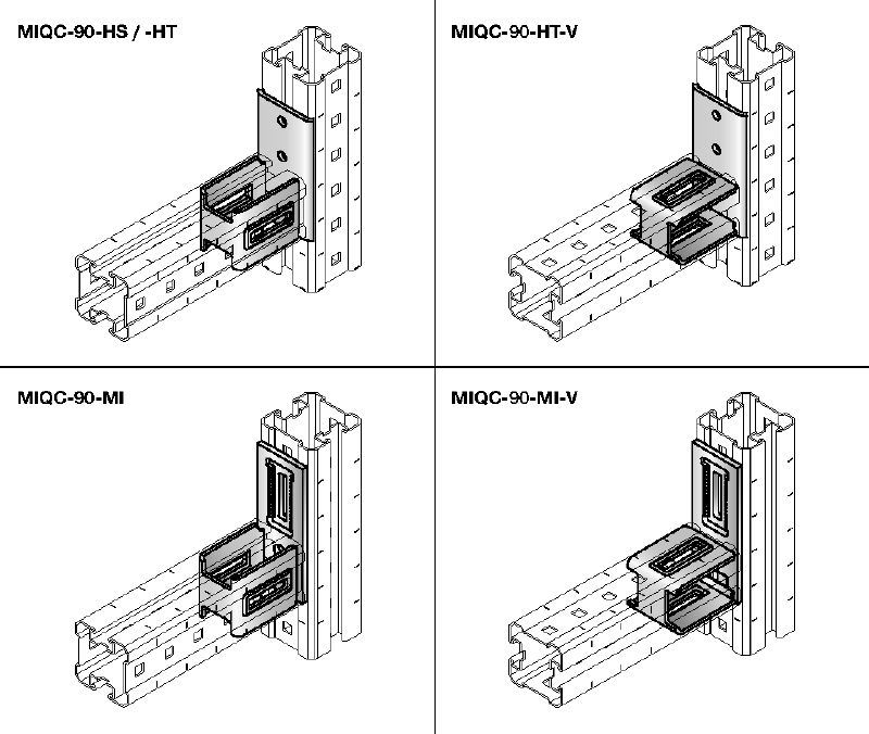 MIQC-H Kuumasinkitty (HDG) raskaan kuormituksen liittimet MIQ-palkkien liittämiseen