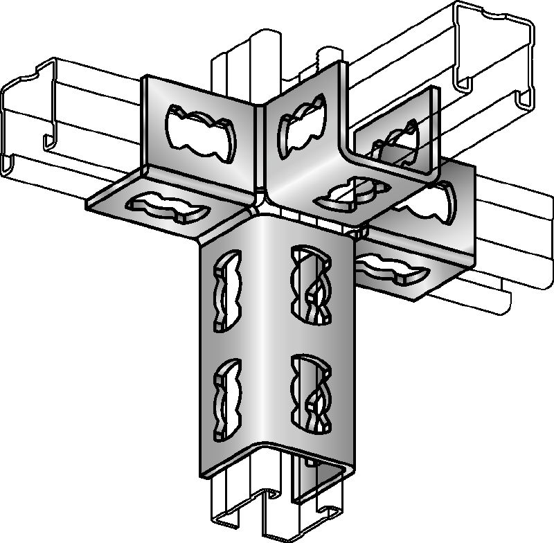 MQV-4/3 D Kulmaliitin Sinkitty työntöpainike kolmiulotteisiin rakenteisiin