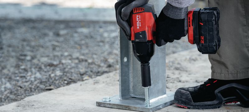 Nuron SIW 8-22 ½” Cordless impact wrench Ultimate-class, high-torque cordless impact wrench with 1/2 friction ring anvil for structural bolting and anchoring (Nuron battery platform) Applications 1