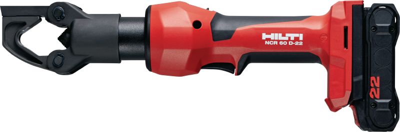 NCR 60 D-22 6-tonnin puristuskone ilman puristuspakkoja Akkutoiminen 6 tonnin puristuskone ilman puristuspakkoja jopa 500 kcmil │ 240 mm² kaapeleiden puristamiseen (Nuron-akkualusta)