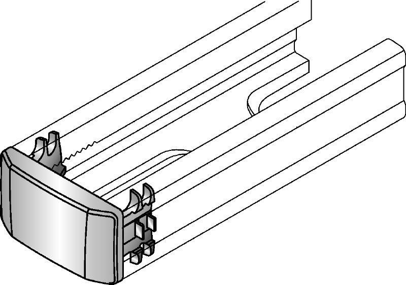 MM-E Kiskon päätylappu Kiskon päätylappu Hilti MM -kiskojen päiden peittämiseksi