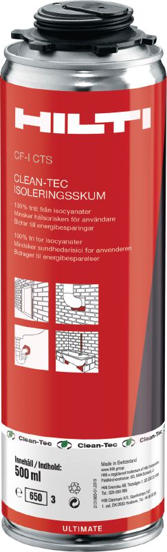 CF-I CTS Isosyanaattia sisältämätön Clean-Tec -eristysvaahto Clean-Tec-vaahto täyttämiseen, tiivistämiseen ja eristämiseen