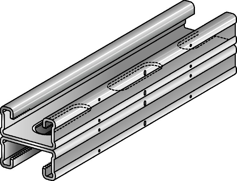 MQ-21 D-HDG plus Hot-dip galvanised (HDG plus) MQ installation double channel for medium-duty applications