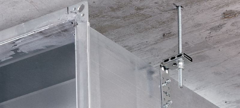 MVA-LC Ilmanvaihtojärjestelmän tuki Sinkitty ilmastointikanavan konsoli ilmastointikanavien kiinnittämiseksi tai ripustamiseksi Sovellukset 1